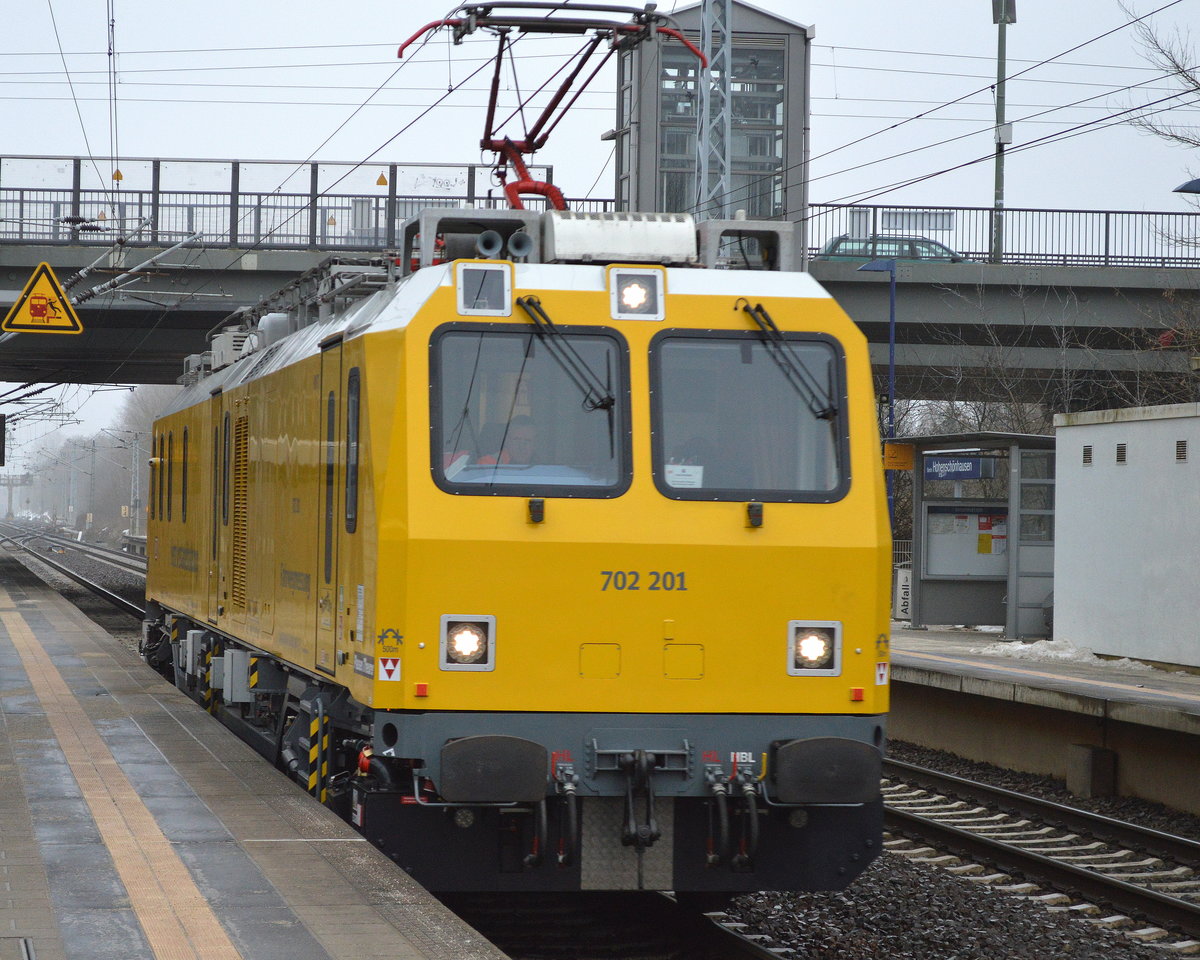 DB Netz Instandhaltung mit dem DVT Diagnose Verbrennungstriebwagen 702 201 bei einer Messfahrt auf dem Berliner Außenring Höhe Bf. Berlin Hohenschönhausen, 24.01.17