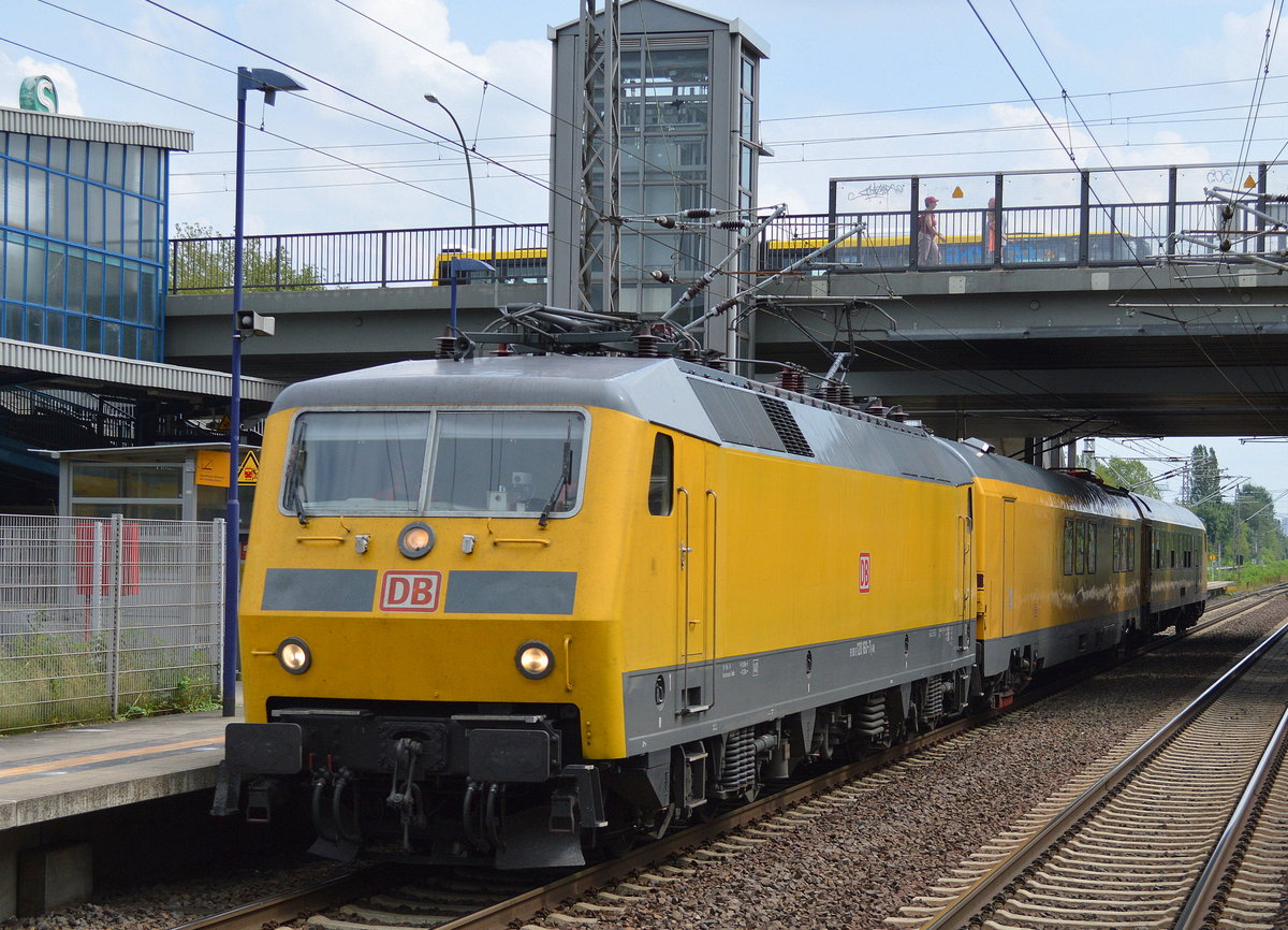 DB Netz mit 120 160-7 und dem Fahrwegmesszug am 02.08.17 Bf. Berlin-Hohenschönhhausen.