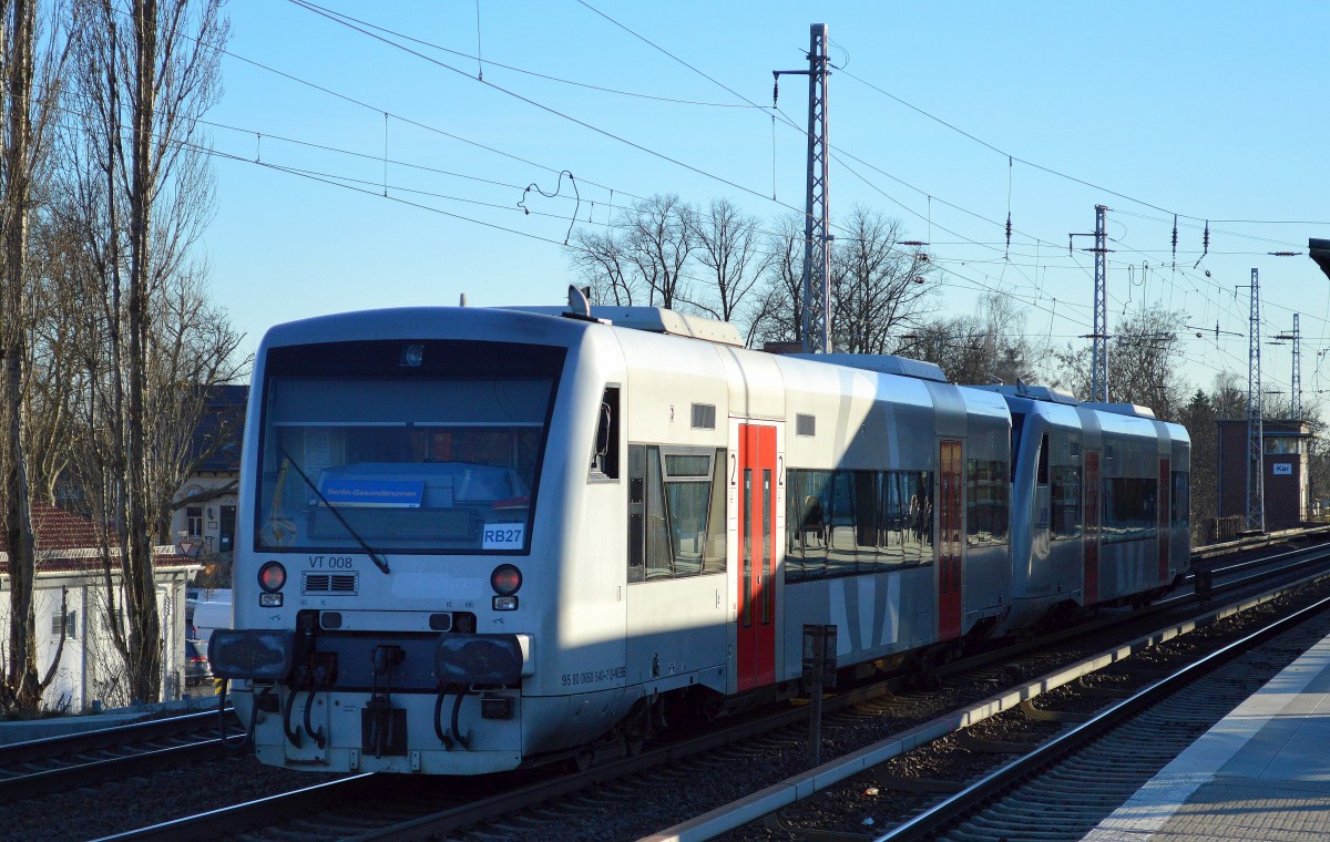 Der Nachschuss, NEB RegioShuttle VT 008 (650 540-7) und vorne dran VT 018 (650 550-6) als RB27 Richtung Berlin-Gesundbrunnen am 12.03.14 Berlin-Karow. 