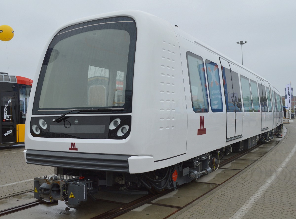 Die italienische Fa. Ansaldobreda S.p.A. präsentiert die fahrerlose neue Metro für Kopenhagen auf der Inno Trans Berlin, 26.09.14