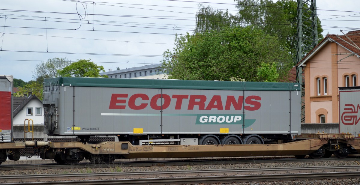 Die schwedische ECOTRANS GROUP mit LKW-Auflieger am 10.05.14 Bhf.Fulda.