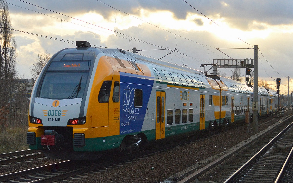 Dienstfahrt mit ODEG ET 445.113 Richtung Berliner Innenstadt am 02.01.15 Berlin-Pankow.
