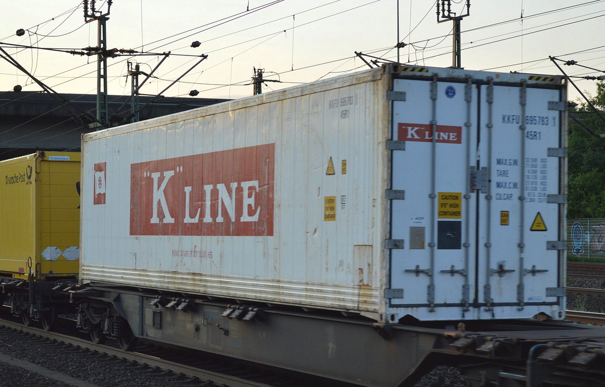 Ein 40’ Standard Container der K-LINE container tracking aus den USA am 19.06.17 Bf. Hamburg-Harburg.