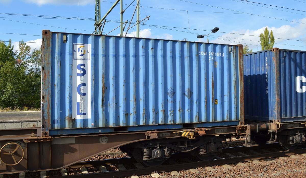 Ein Container der SCL Container Line Speditions GmbH aus Hamburg am 25.09.15 Bhf. Flughafen Berlin-Schönefeld.