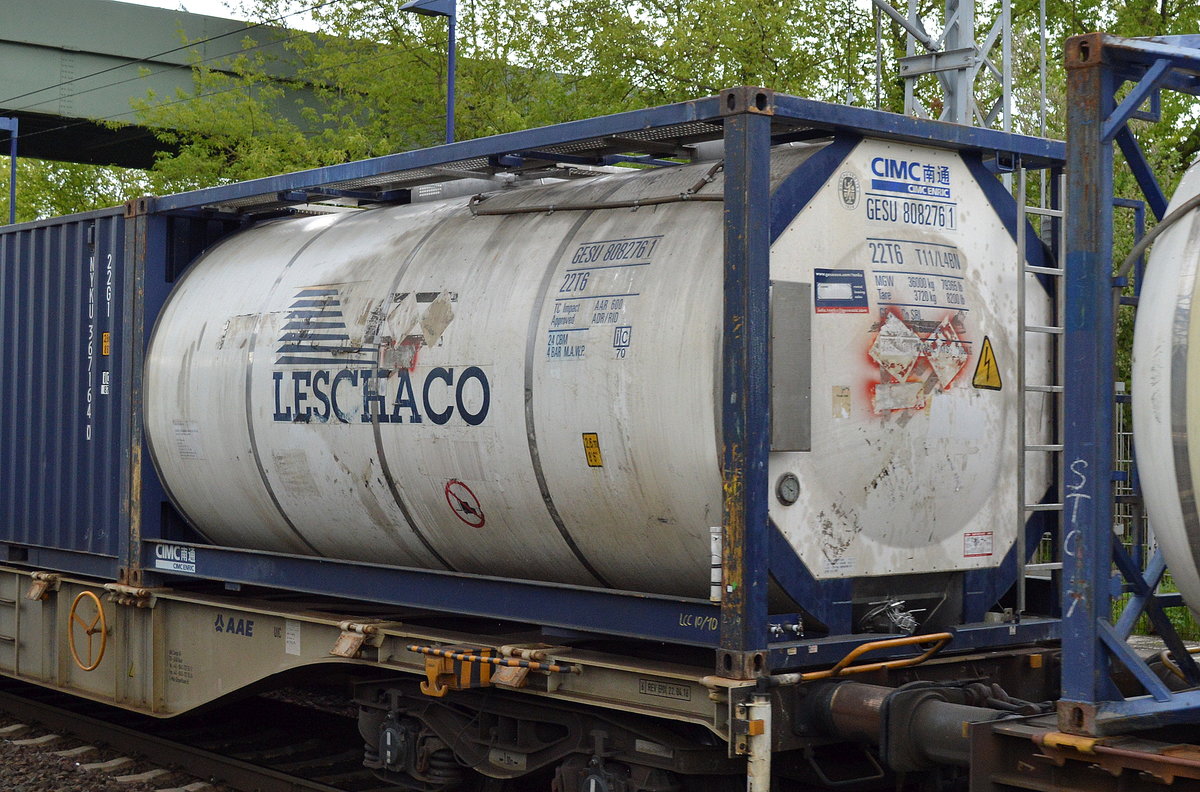 Ein Tankcontainer der Leschaco Gruppe, die ihren Firmensitz in Bremen hat am 09.05.17 Bf. Berlin-Hohenschönhausen. 