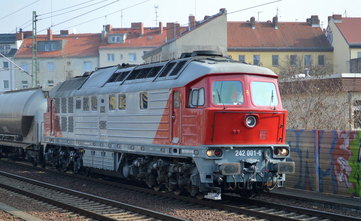 EKO-Trans 242 001-6 mit Kohlestaubzug Richtung Berlin-Spandau am 16.03.15 Berlin-Wedding.