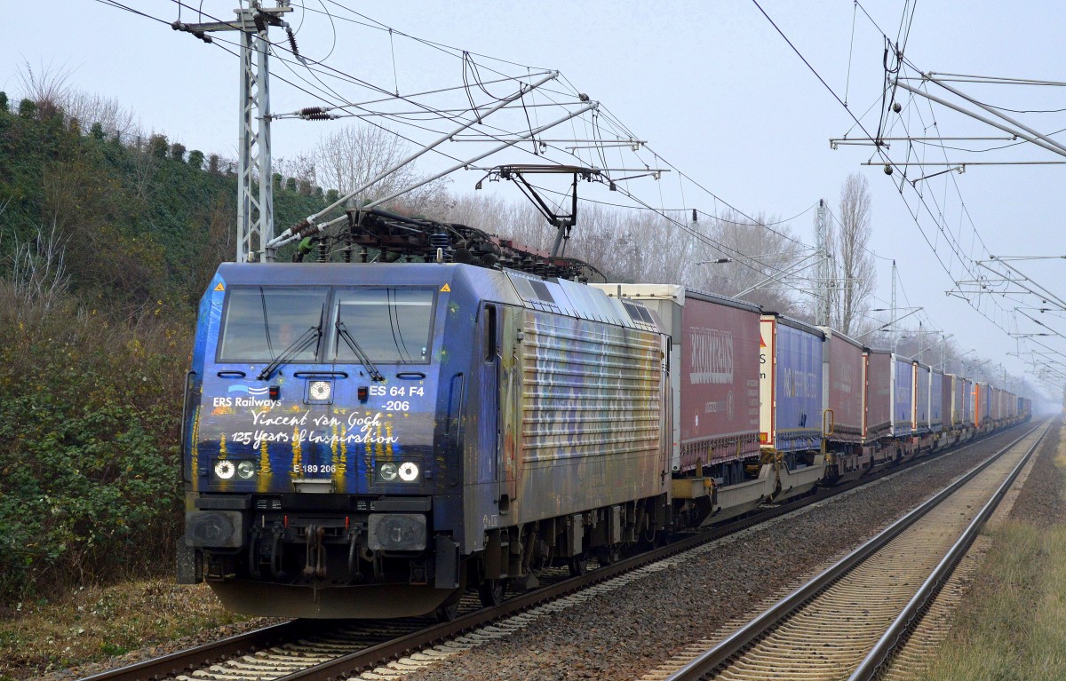 ERSR Poznan-Shuttle mit E 189-206 am 16.12.15 Berlin-Hohenschönhausen. 