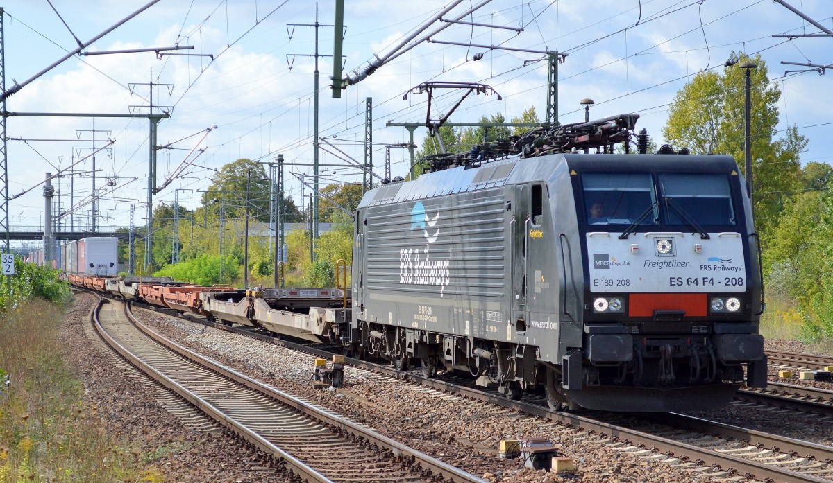 ERSR Poznan Shuttle mit MRCE Dispolok 189-208/ES 64 F4-208 Durchfahrt Bhf. Flughafen Berlin-Schönefeld, 09.09.14