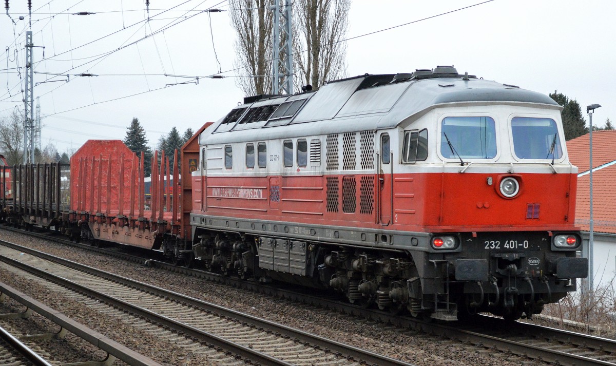 EWR 232 401-0 am Ende eines Güterzuges gezogen von von 298 337-7 am 10.02.15 Berlin-Karow.