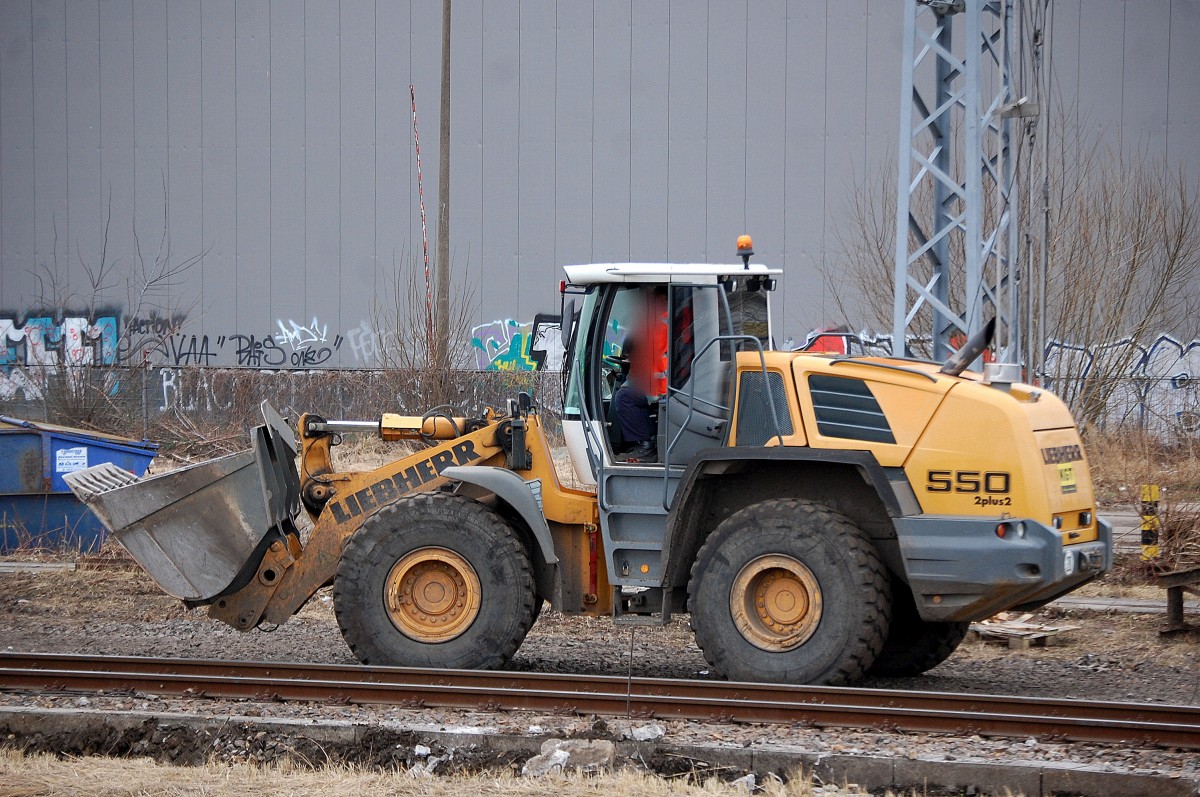 Gleisbauarbeiten Nähe S-Bhf. Berlin-ostkreuz im Einsatz ein LIEBHERR 550 2plus2 Radlader der Fa.KGT am 18.02.14