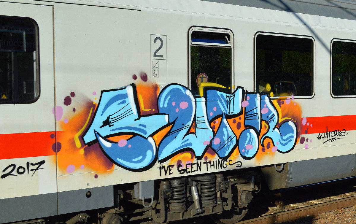 Graffiti an einem IC-Personenwagen gesichtet am 02.06.17 Bf. Berlin-Hohenschönhausen