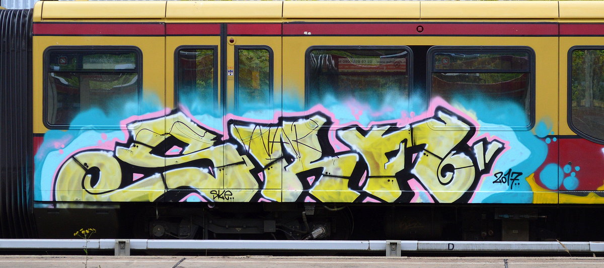 Graffiti gesichtet am 16.05.17 Bf. Flughafen Berlin-Schönefeld.