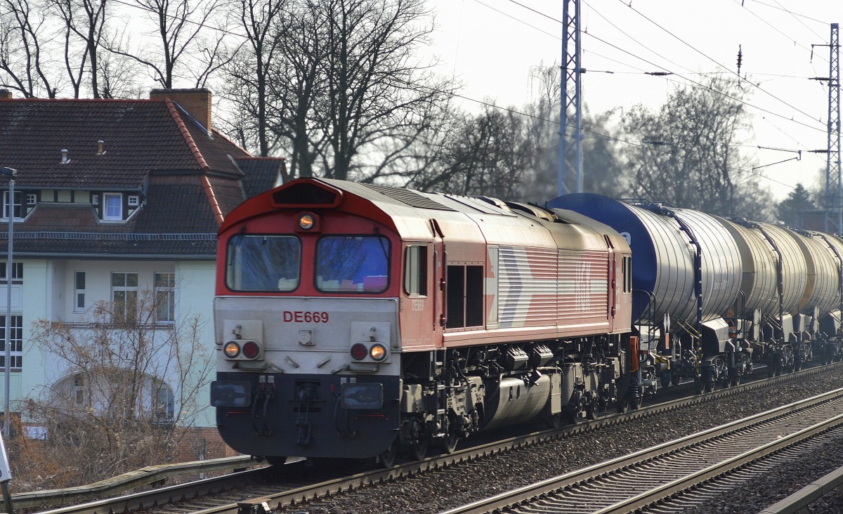 HGK DE669 (266 069-4) Mit Kesselwagenzug Richtung Schwedt am 07.03.14 Berlin-Karow.