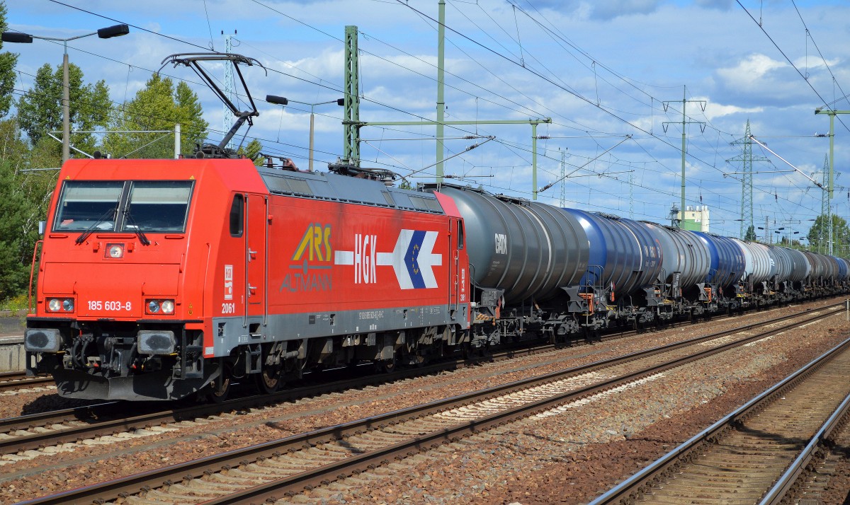 HGK/RHC 2061/185 603-8 mit Kesselwagenzug am 08.09.15 Bhf. Flughafen Berlin-Schönefeld.