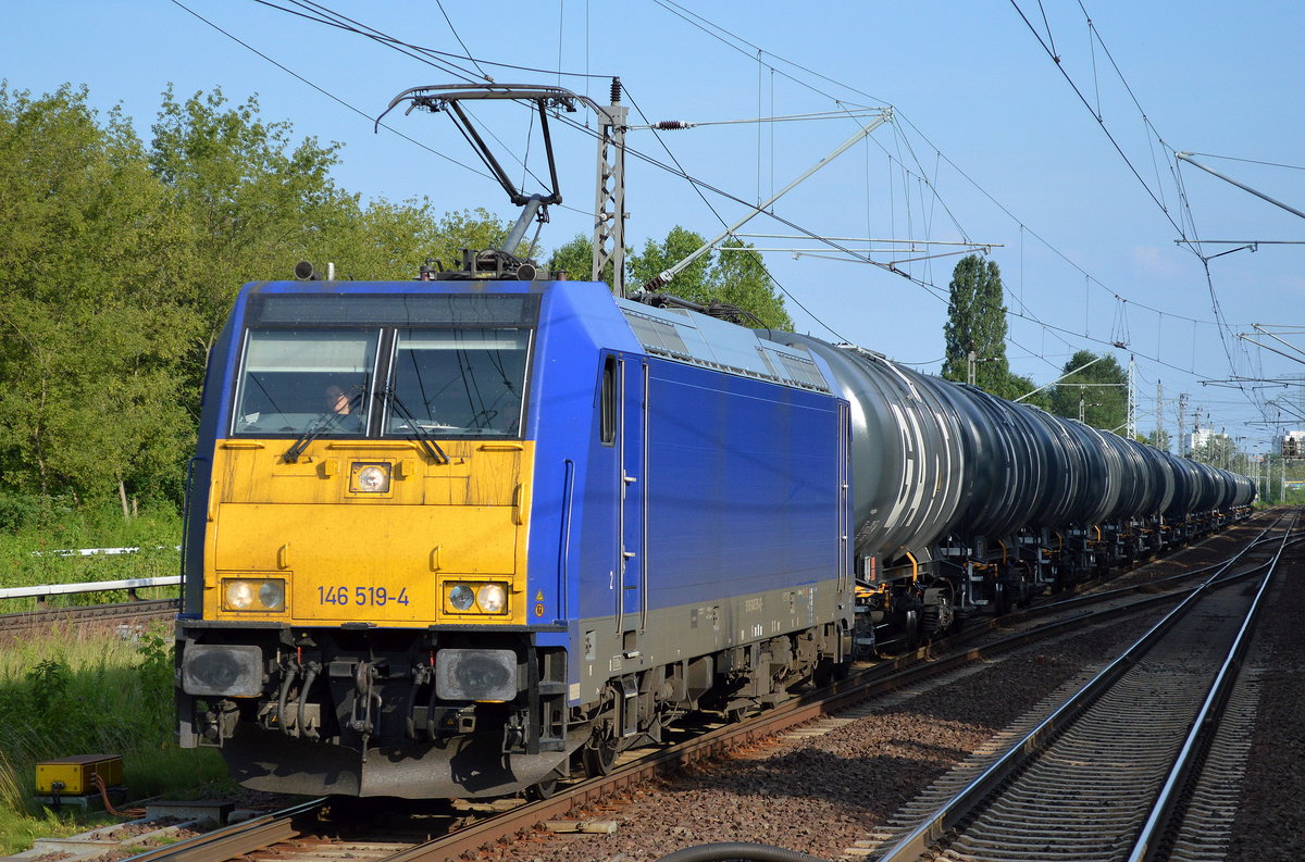 HSL mit der 146 519-4 und Kesselwagenzug (leer) Richtung Stendell am 19.07.17 Berlin-Hohenschönhausen.