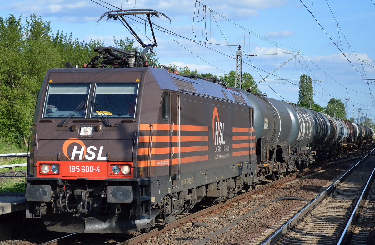 HSL mit der 185 600-4 und Kesselwagenzug (leer) Richtung Stendell am 14.06.17 Bf. Berlin-Hohenschönhausen.
