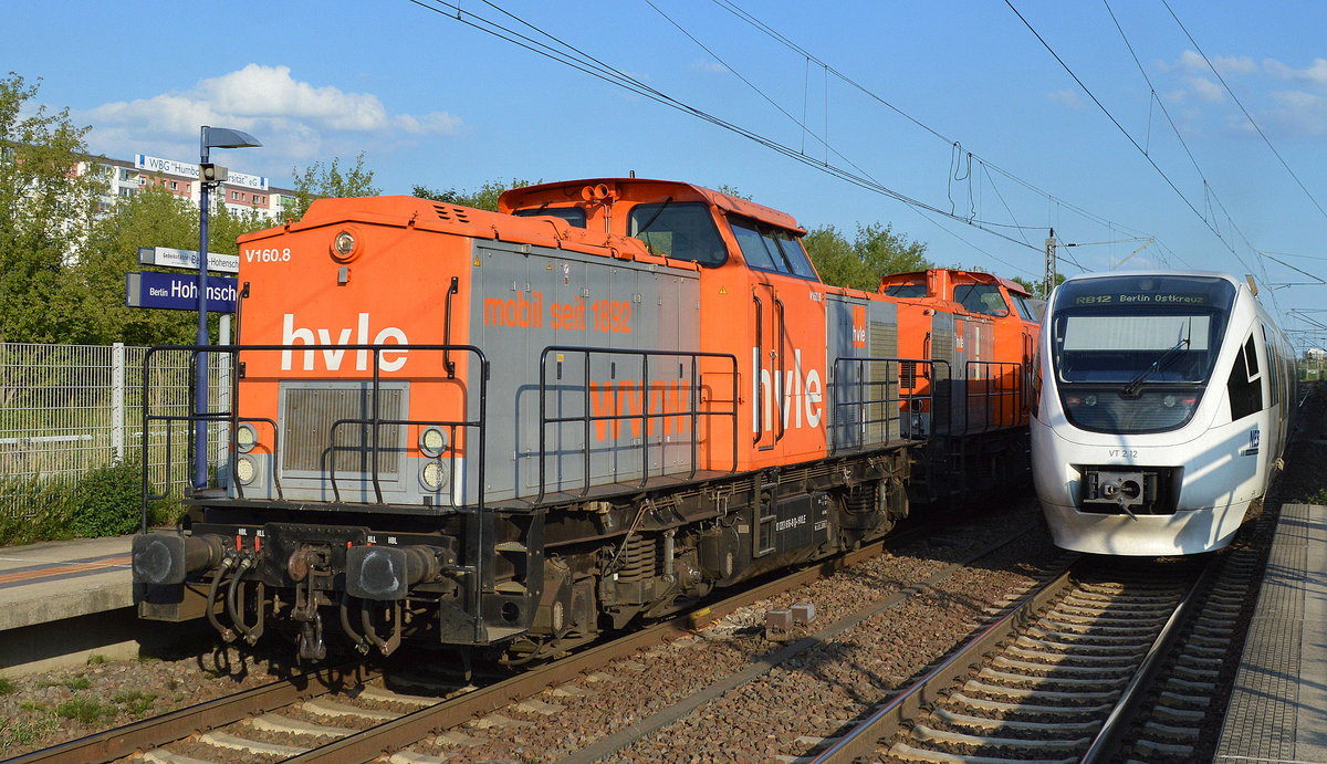 hvle Doppeltraktion V160.8 (203 616-8) V160.9? mit Kesselwagenzug (Ethanol) am 06.07.17 Bf. Berlin-Hohenschönhausen.