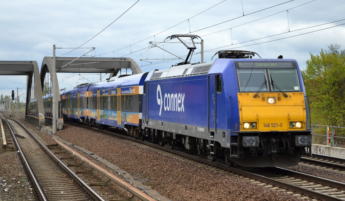 InterConnex nach Leipzig mit 146 521-0 Richtung Bhf. Berlin-Gesundbrunnen am 10.04.14 Berlin-Pankow.