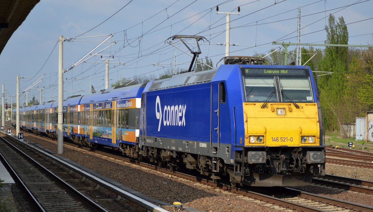 InterConnex nach Leipzig mit 146 521-0 am 19.04.14 Berlin-Blankenburg.