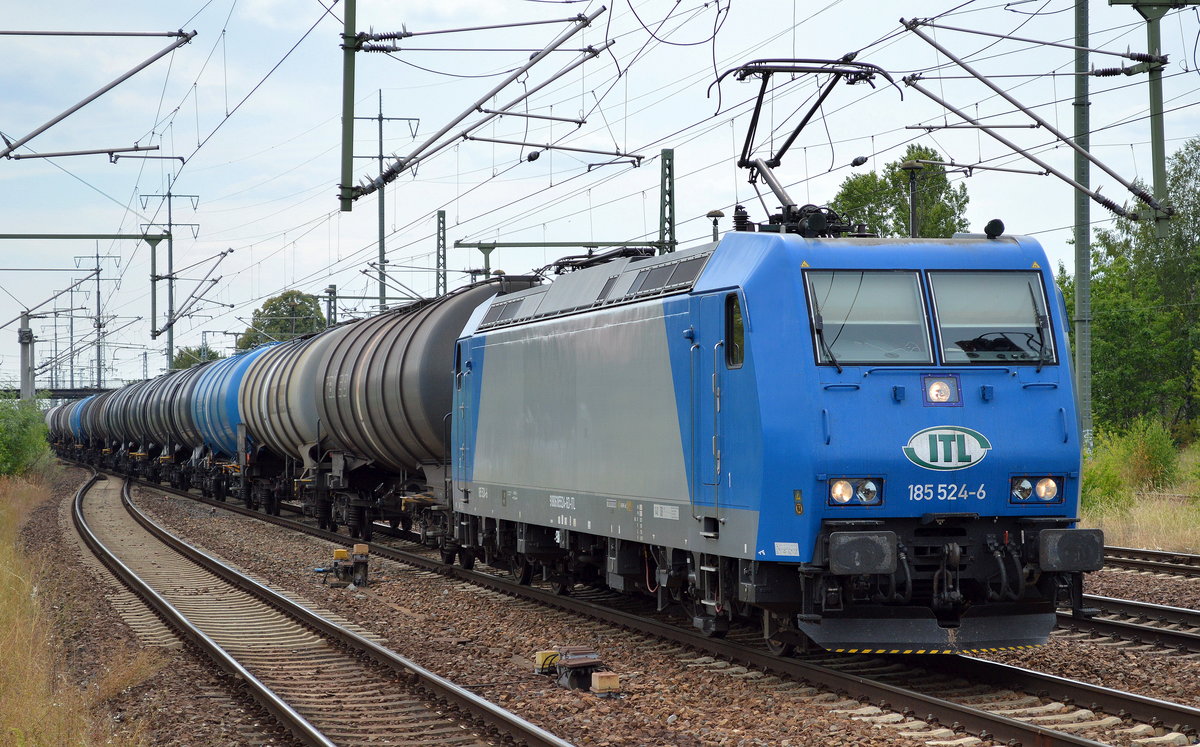 ITL 185 524-6 mit Kesselwagenzug am 23.07.16 Bf. Flughafen Berlin-Schönefeld.
