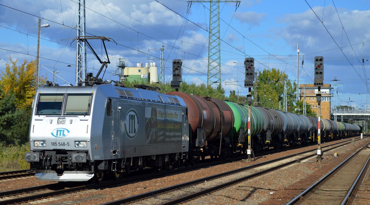 ITL 185 548-5 mit Kesselwagenzug am 27.09.15 Bhf. Flughafen Berlin-Schönefeld.
