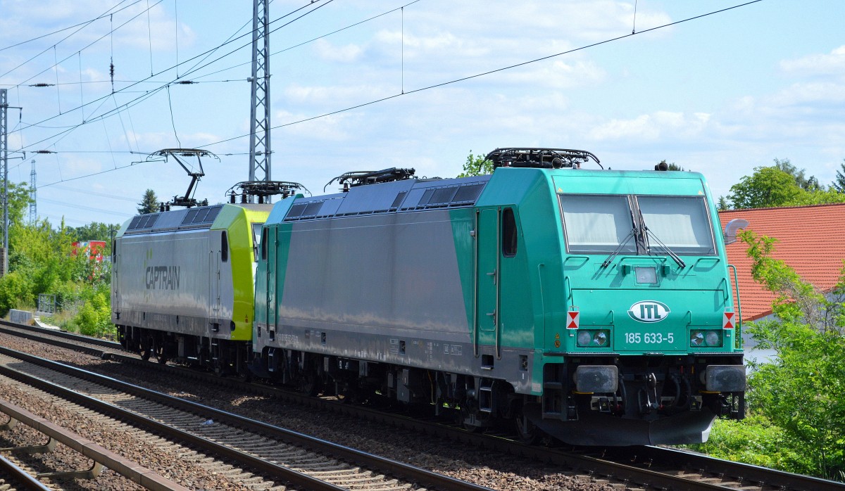 ITL 185 633-5 am Haken von 145 094-9 am 09.06.15 Berlin-Karow.