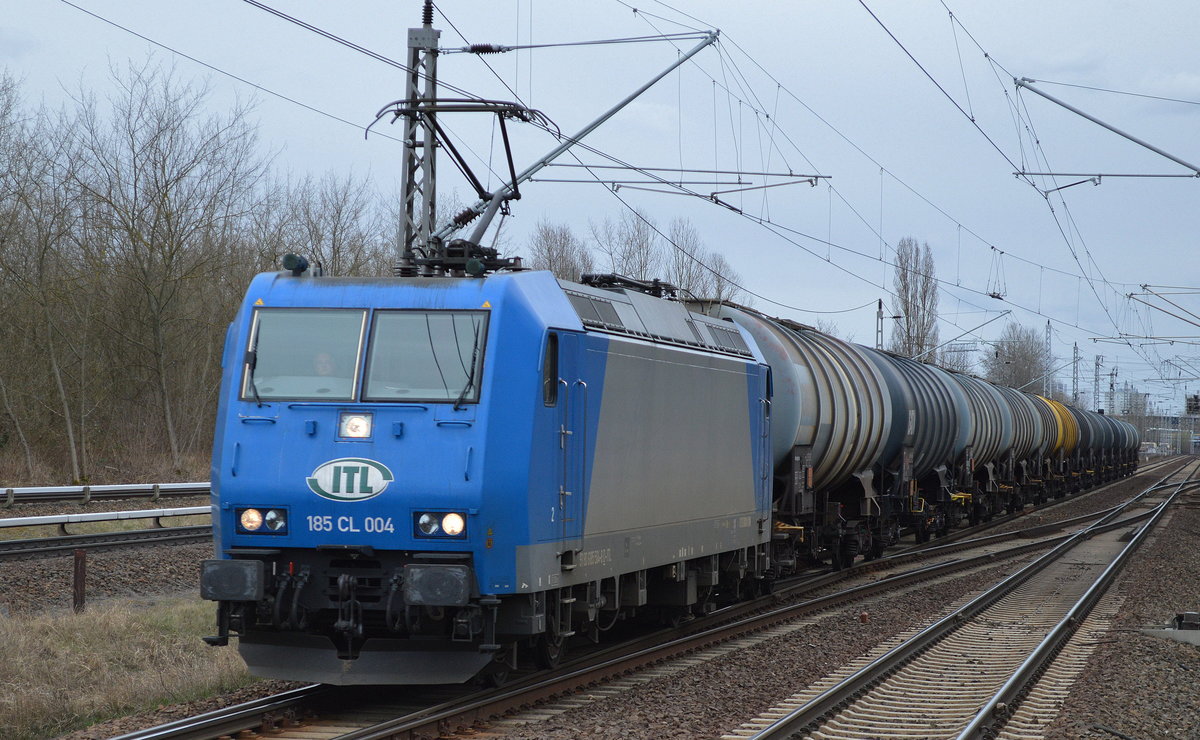 ITL 185 CL 004 (185 504-8) mit Kesselwagenzug (Xylole) am 21.03.17 Bf. Berlin-Hohenschönhausen.