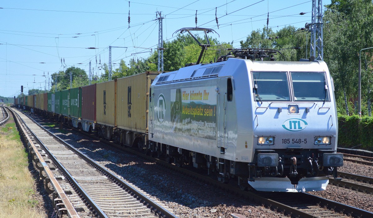 ITL mit 185 548-5 und Containerzug am 02.07.15 Berlin Hirschgarten.