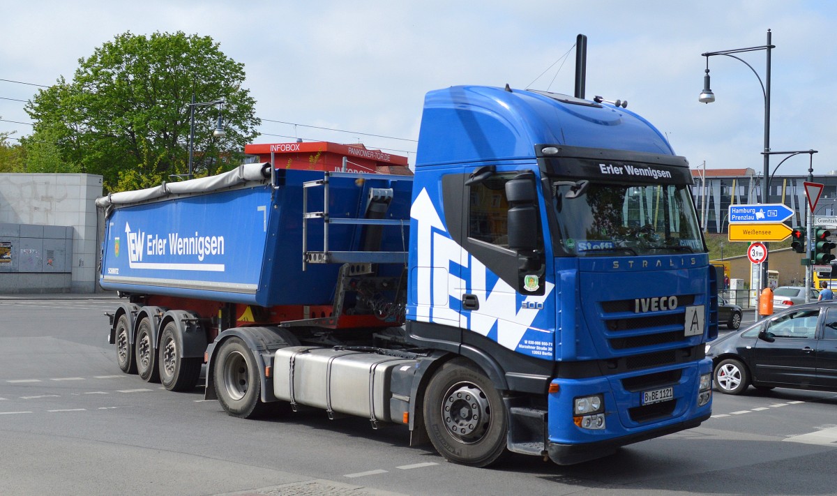 IVECO STRALIS 500 Sattelkipper vom Fuhrunternehmen Erler Wennigsen, 24.04.14 Berlin-Pankow.