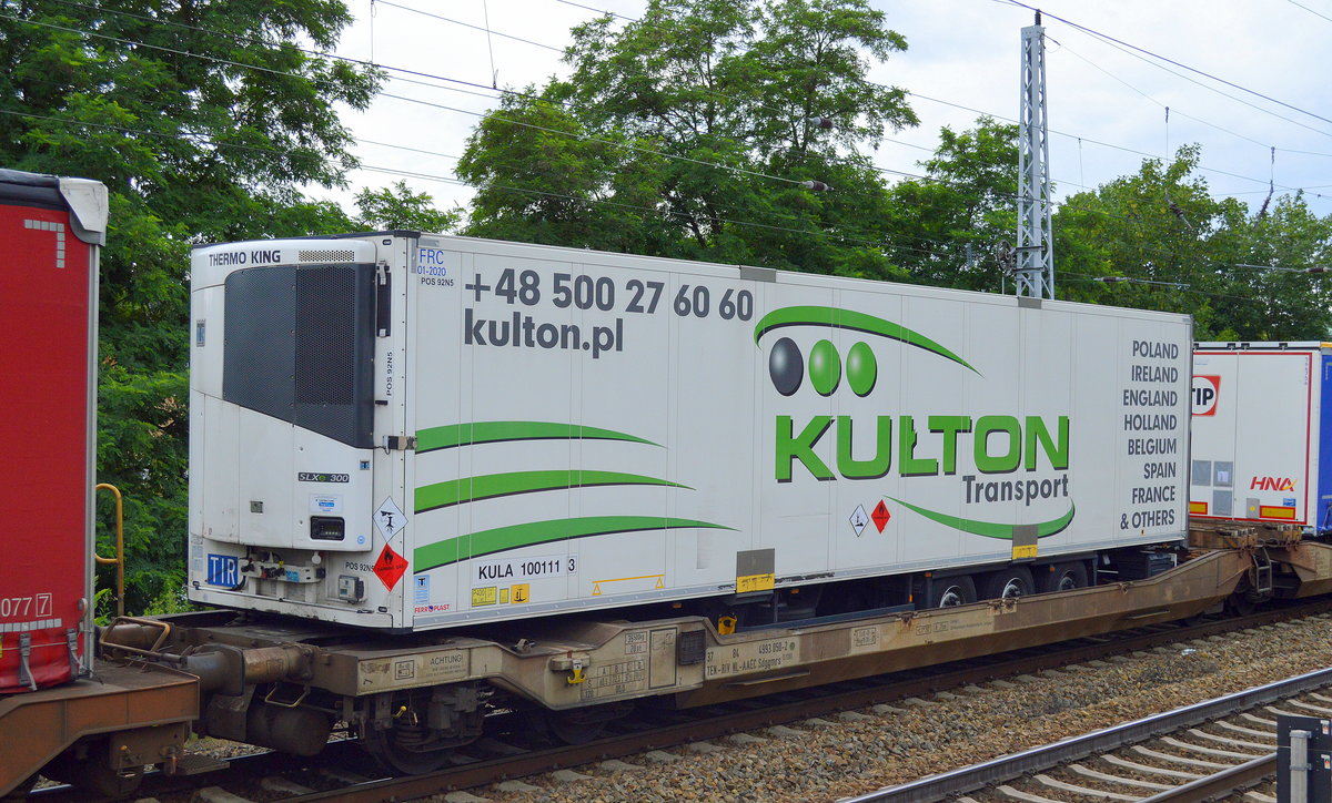 Kühlthermo-Auflieger der polnischen Sped. KULTON Transport auf dem Poznan-Shuttle am 30.06.16 Berlin Köpenick.