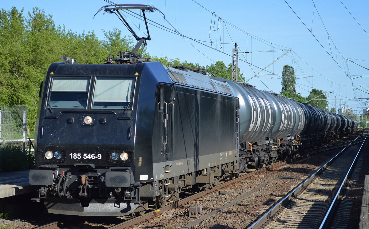 LEG mit MRCE 185 546-9 und Kesselwagenzug (leer) Richtung Stendell am 01.06.17 Bf. Berlin-Hohenschönhausen.