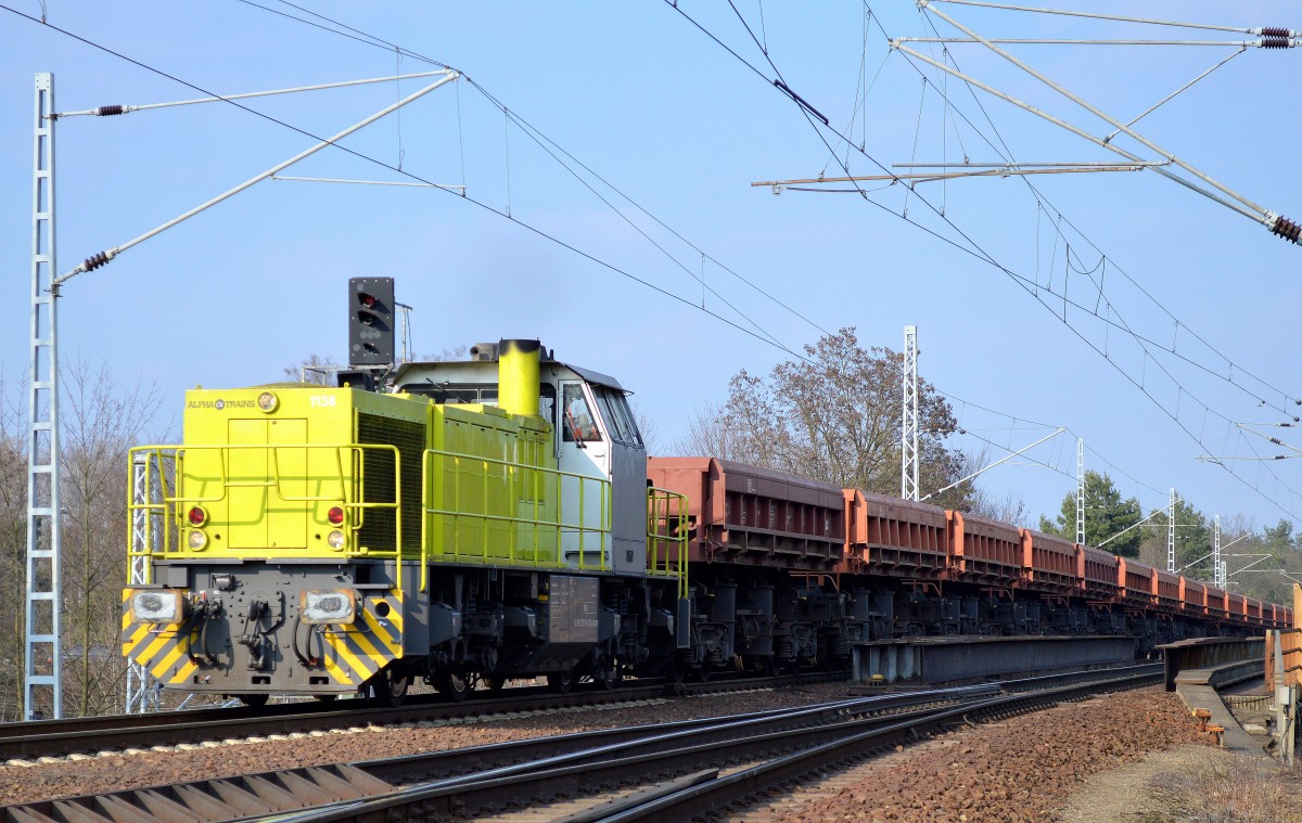 LOCON mit Lok 1138/275 119-6 und Schotterzug am 09.03.16 Berlin-Wuhlheide.