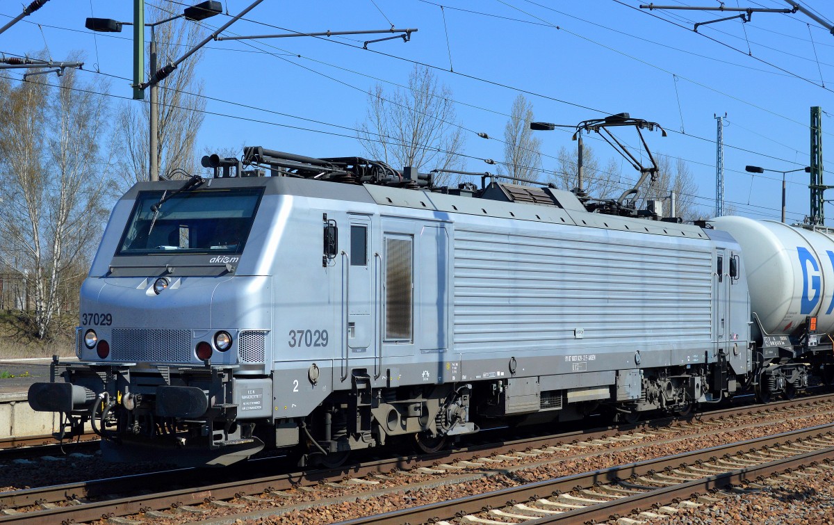Lokportrait Bild Nr.3 Akiem Mietlok 37029 für CTL mit Kesselwagenzug (UN-Nr.33/1268 = Erdölprodukte) am 15.04.15 Bh. Flughafen Berlin-Schönefeld.