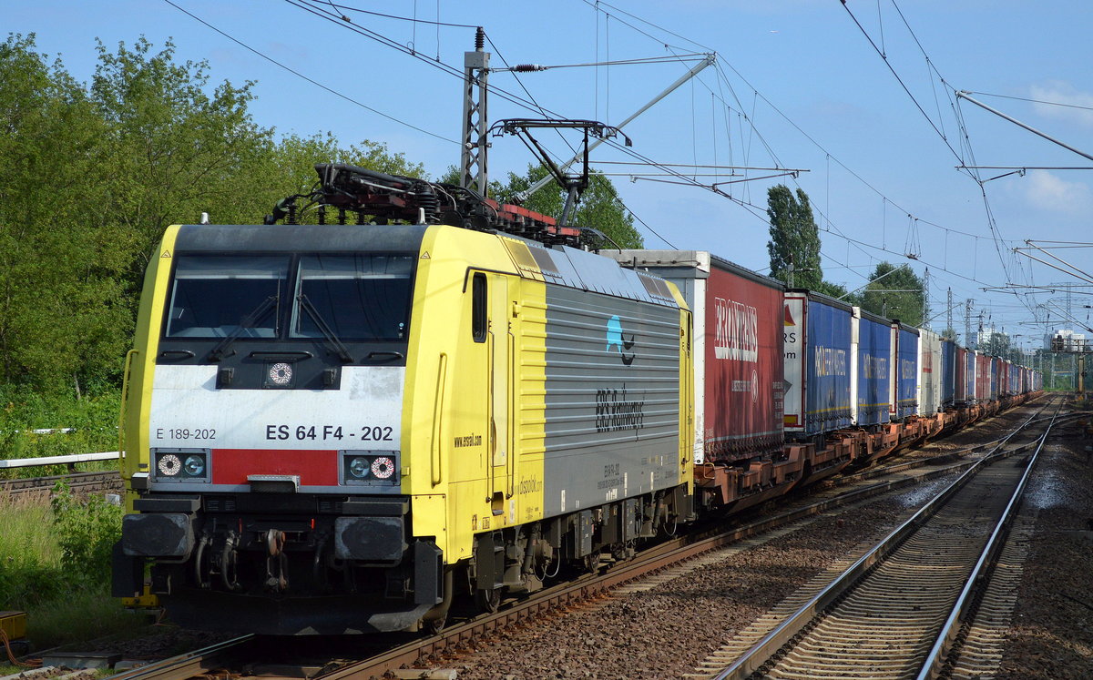 LTE Netherland mit der MRCE Dispo ES 64 F4-202/ 189 202-5 und KLV-Zug aus Polen Richtung Niederlande am 03.08.17 Bf. Berlin-Hohenschönhausen.