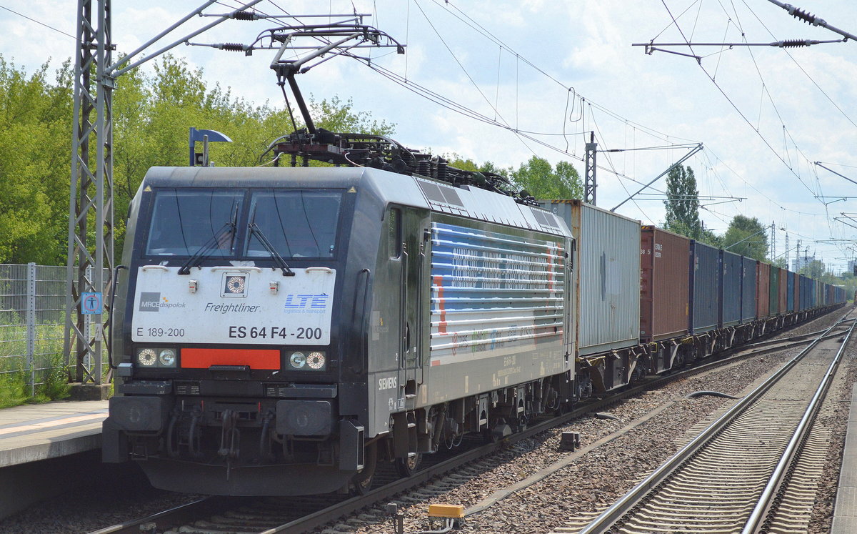 LTE Netherland mit MRCE Dispo ES 64 F4-200 und KLV-Zug am 06.07.17 Bf. Berlin-Hohenschönhausen.