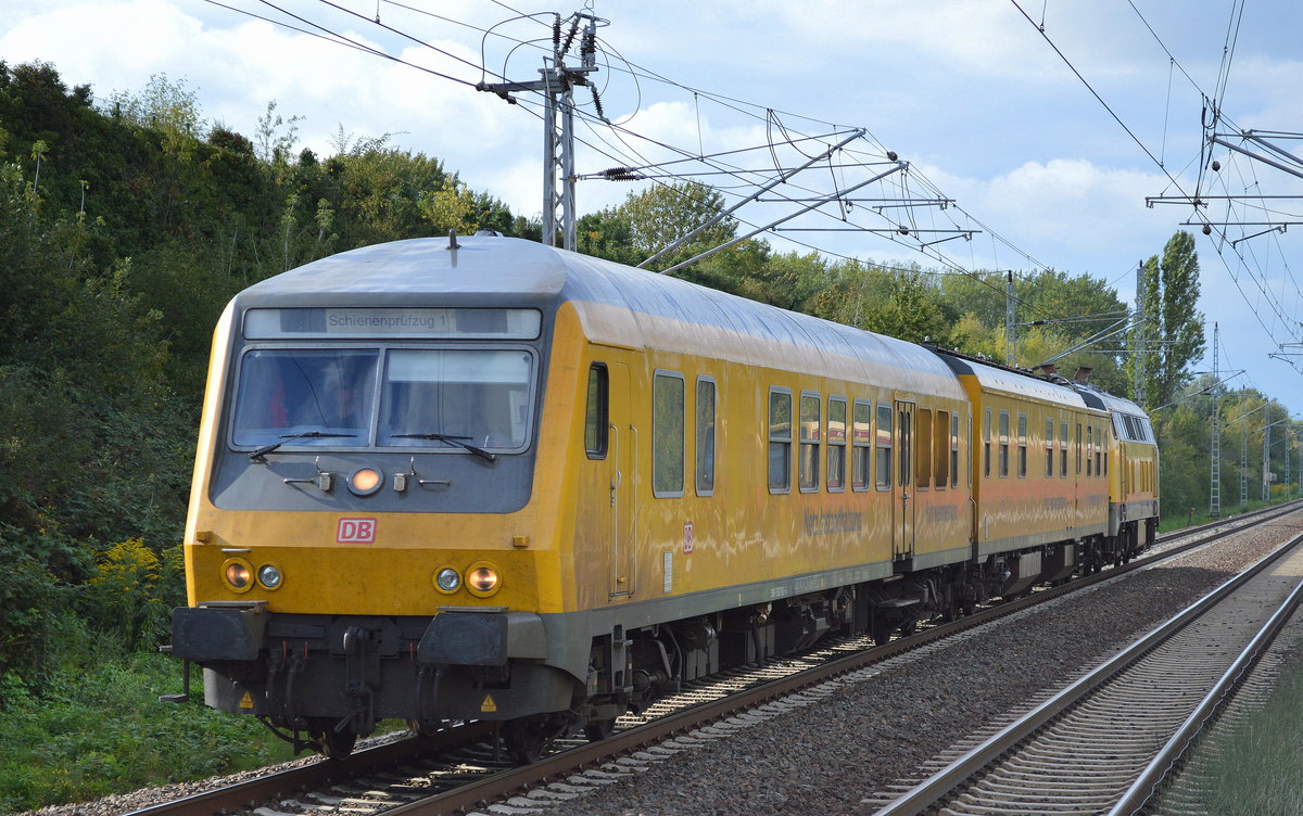 Mal wieder auf dem nordöstlichen Berliner Außenring, 218 392-9 mit dem Schienenprüfzug 1 am 04.09.16 Berlin Hohenschönhausen.