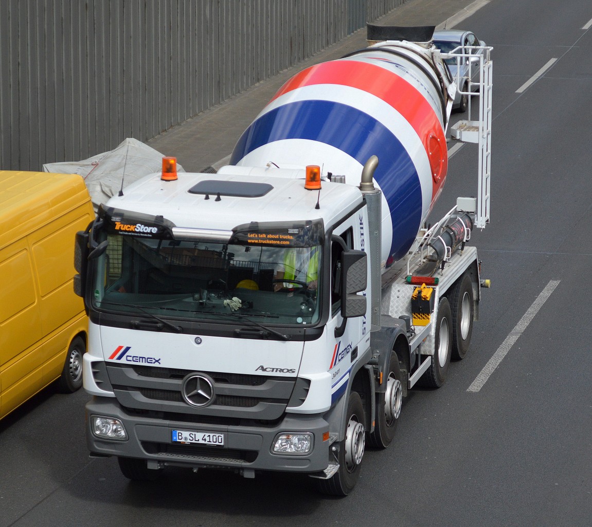 MB ACTROS 3241 Betonmischfahrzeug der Fa. CEMEX am 07.05.15 Berliner Stadtautobahn Höhe Knobelsdorffstr.