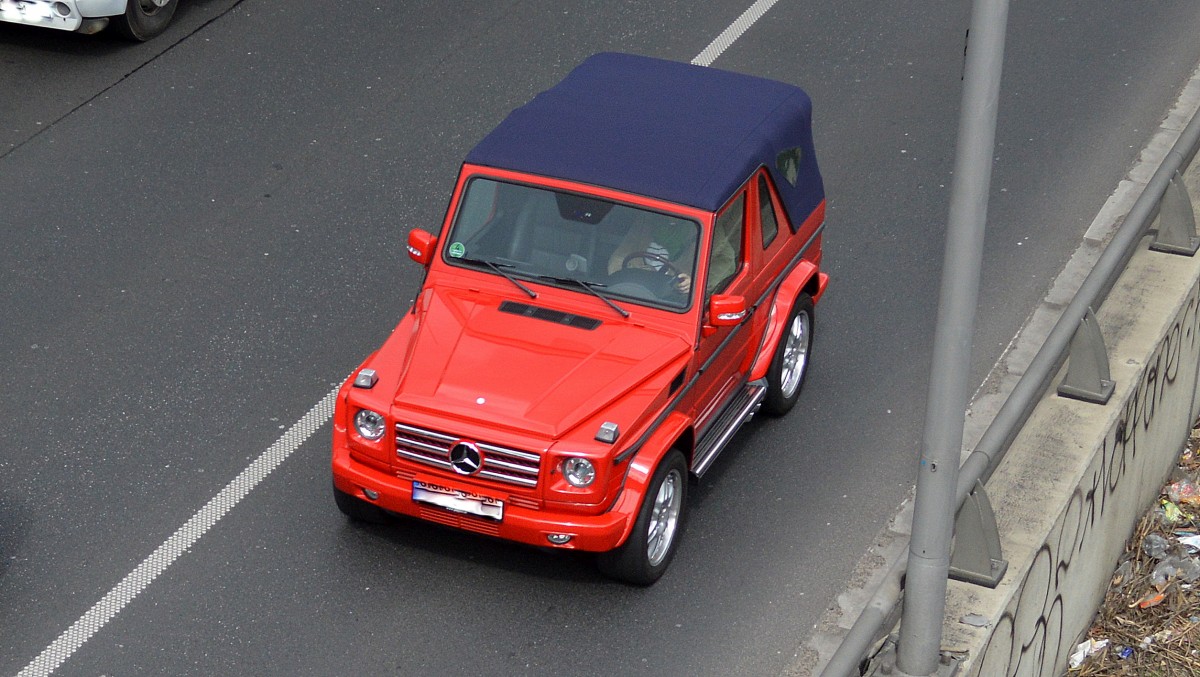 MB G-Klasse in rot, 13.04.15 Berliner Stadtautobahn Höhe Kaiserdamm