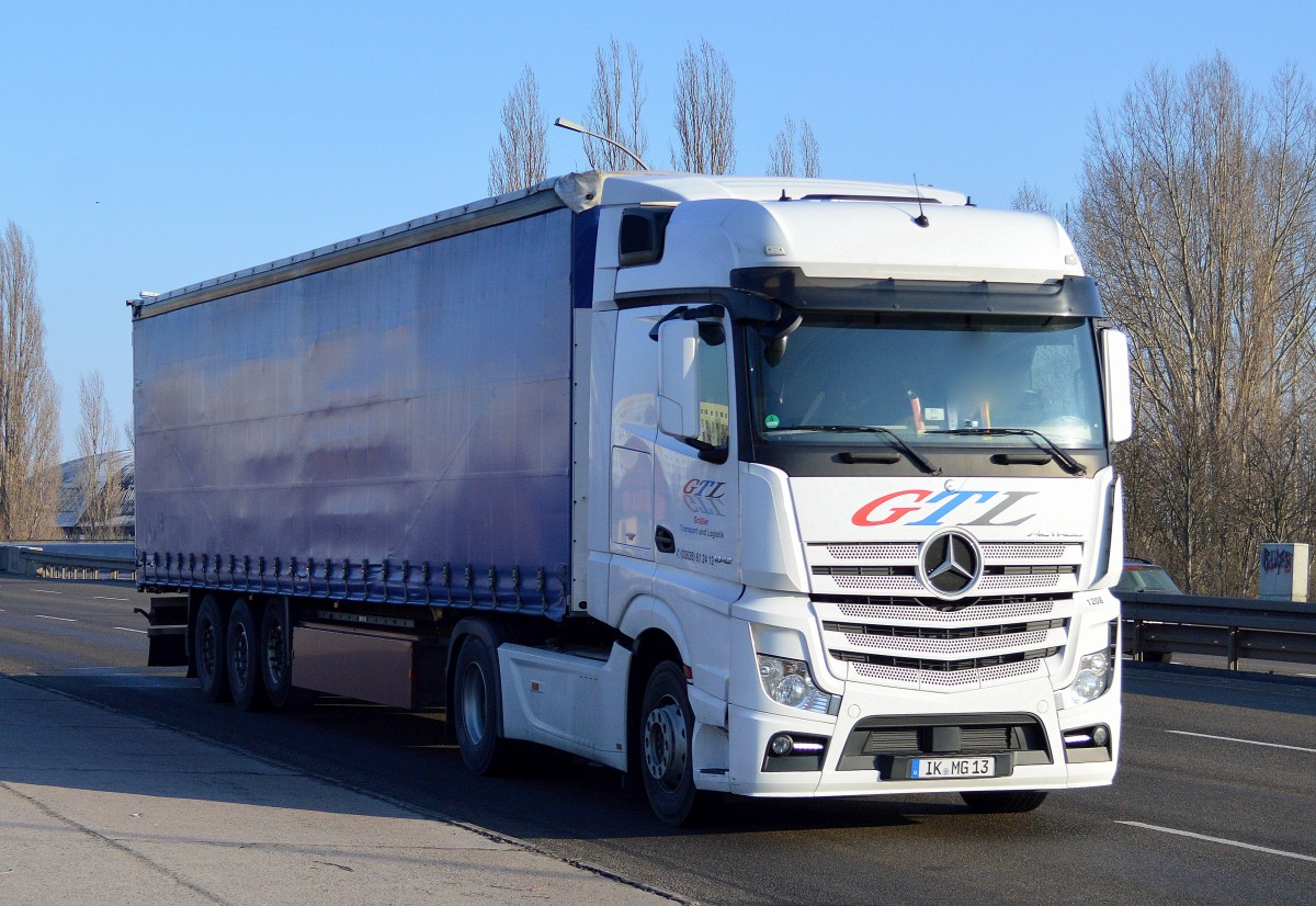 MB NEW ACTROS 1842 Sattelzug der Sped. GTL am 17.02.16 Berlin-Heinersdorf.            