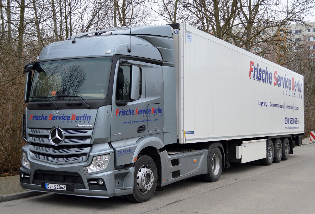 MB New Actros 1843 mit Kühlthermoauflieger der Sped. Frische Service Berlin LOGISTIK am 16.02.16 Berlin-Hohenschönhausen.