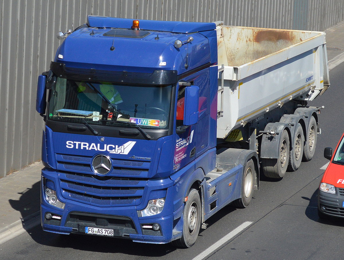 MB NEW ACTROS 1845 Sattelkipper der Fa. André Strauch Transporte am 21.04.16 Berliner Stadtautobahn Höhe Knobelsdorffstr. 