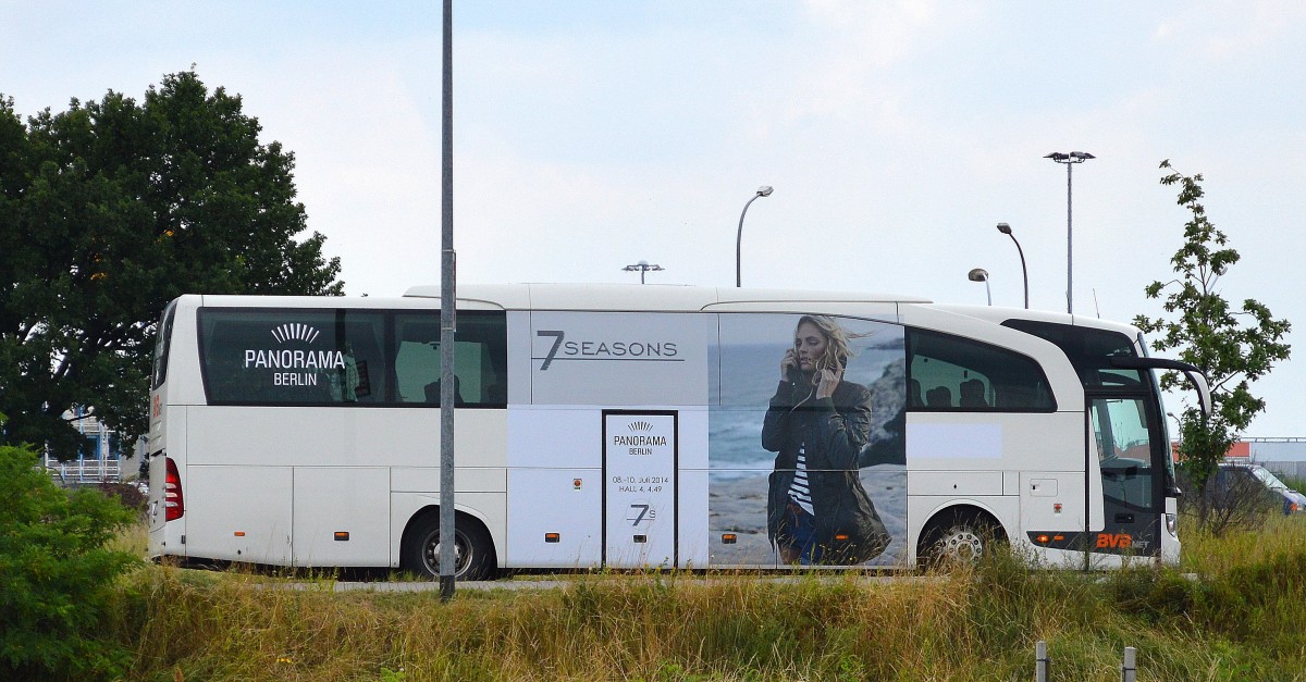 MB TRAVEGO der BVB NET für die Modemesse 7SEASONS  PANORAMA BERLIN  am 09.07.14 Flughafen Berlin-Schönefeld.