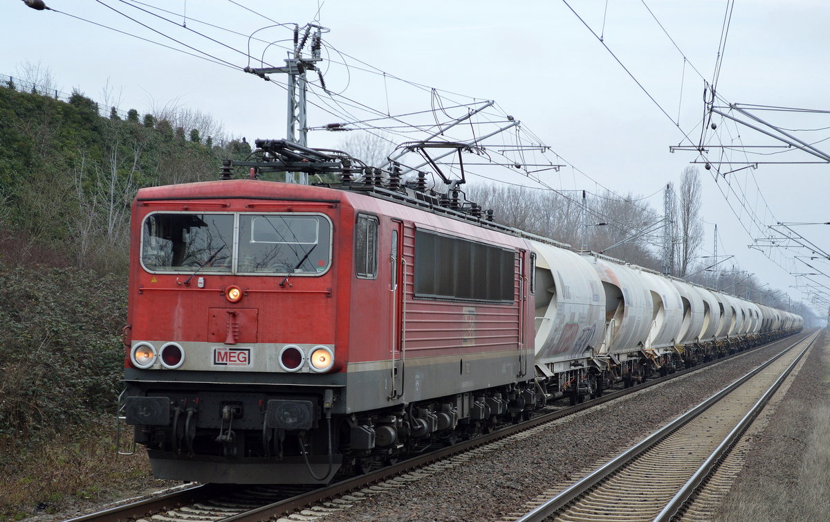 MEG 702/155 179-5 mit Zementstaubzug (leer) am 14.03.17 Berlin-Hohenschönhausen. 
