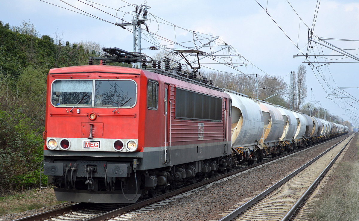 MEG 703 (155 184-5) mit Zementstaubzug (leer) am 06.04.16 Berlin-Hohenschönhausen.