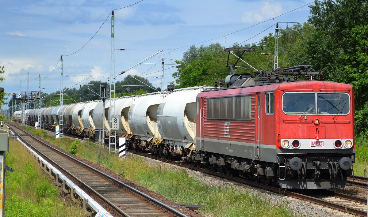 MEG 707 (155 230-6) mit Zementstaubzug (leer) Richtung Rüdersdorf b.Berlin am 16.06.14 Mühlenbeck/Mönchmühle.
