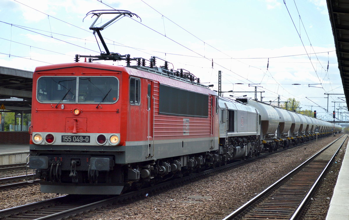 MEG 709/155 049-0 + ECR 266.4 mit Zementstaubzug am 22.04.17 Bf. Flughafen Berlin-Schönefeld.