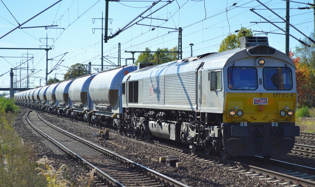 MEG mit 077 012-8 und einem Zementstaubzug am 01.10.15 Bhf. Flughafen Berlin-Schönefeld.