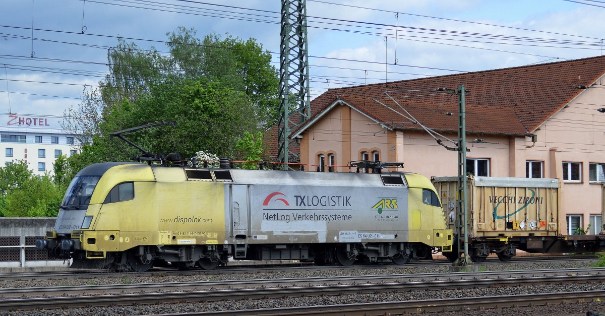 MRCE Dispolok 182 511-0 (ES 64 U2-011, Siemens Bj.2002) mit Containerzug am 03.05.14 Durchfahrt Fulda Hbf.