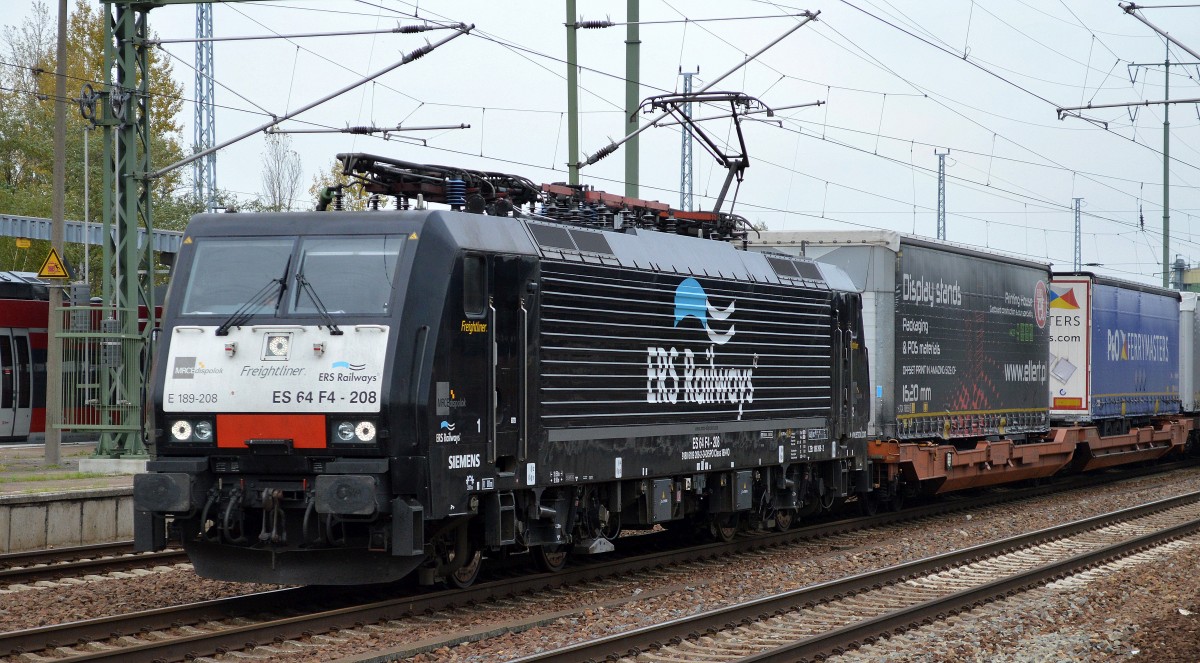 MRCE Dispolok E 189-208/ES 64 F4-208 von ERSR mit dem Poznan-Shuttle auf dem Rückweg nach Rotterdam am 09.10.14 Flughaen Berlin-Schönefeld.