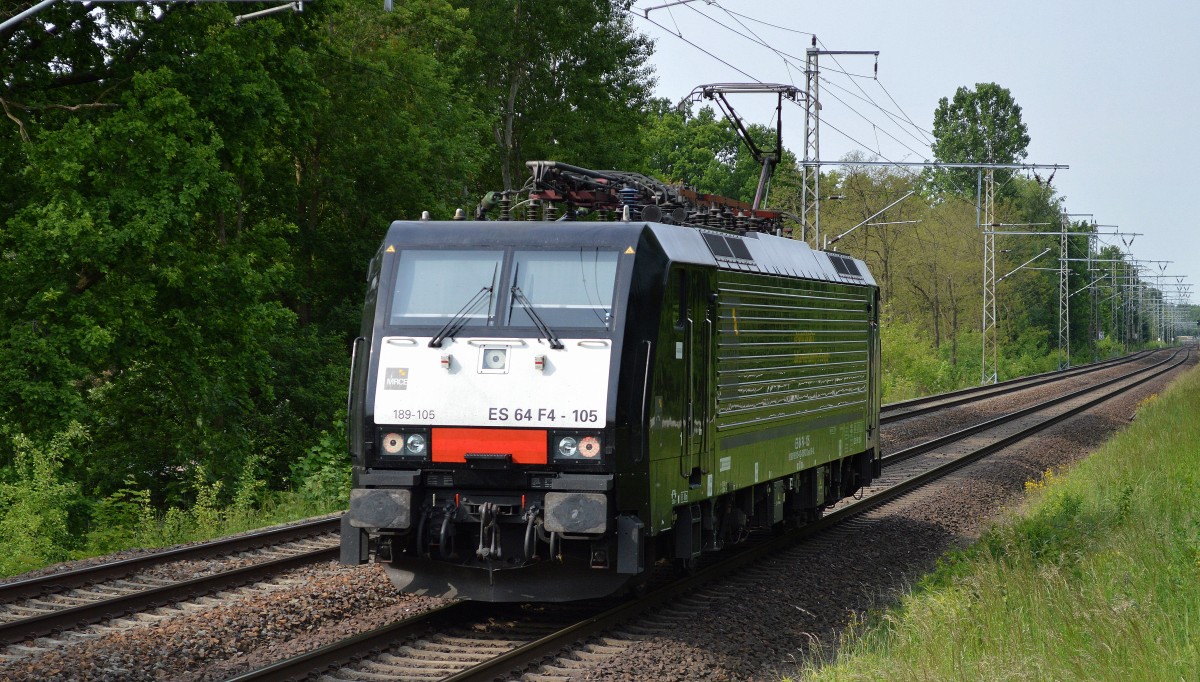 MRCE Dispolok ES 64 F4-105 für die LTE Tochter in den Niederlanden unterwegs am 28.05.15 Röntgental bei Berlin.